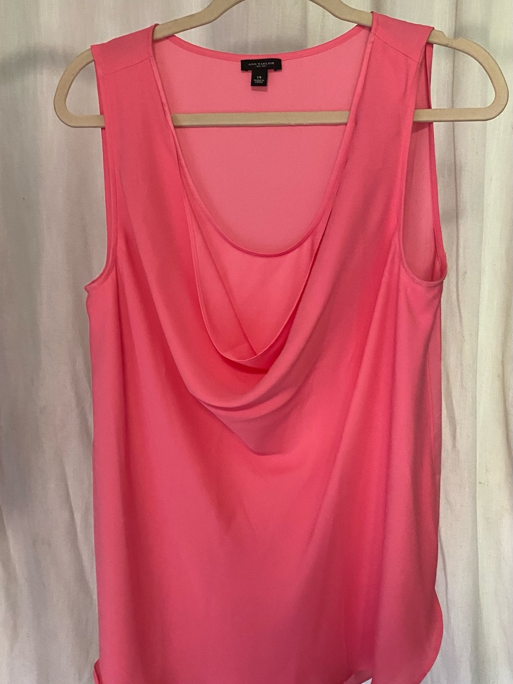 Ann Taylor Pink Cowl Neck Sleeveless Camisole